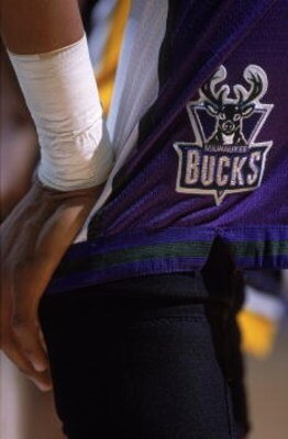 3 Feb 2001:  A general view of the Milwaukee Bucks logo during the game against the Indiana Pacers at the Bradley Center in Milwaukee, Wisconsin. The Bucks defeated the Pacers 104-85.  NOTE TO USER: It is expressly understood that the only rights Allsport