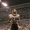 IRVING, TX - SEPTEMBER 19:  Santana Moss #89 of the Washington Redskins stands in the back of the endzone after scoring a touchdown against the Dallas Cowboys on September 19, 2005 at Texas Stadium in Irving, Texas. The Redskins won 14-13. (Photo by Ronal