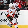 NEWARK, NJ - MARCH 10:  Jerome Iginla #12 of the Calgary Flames skates against the New Jersey Devils on March 10, 2009 at the Prudential Center in Newark, New Jersey.  (Photo by Bruce Bennett/Getty Images)