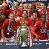 MANCHESTER, ENGLAND - MAY 16:  Manchester United celebrate winning the Barclays Premier League trophy after the Barclays Premier League match between Manchester United and Arsenal at Old Trafford on May 16, 2009 in Manchester, England.  (Photo by Alex Liv