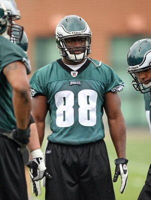 PHILADELPHIA - MAY 1: Tight end Cornelius Ingram #88 of the Philadelphia Eagles practices during minicamp at the NovaCare Complex on May 1, 2009 in Philadelphia, Pennsylvania. (Photo by Hunter Martin/Getty Images)