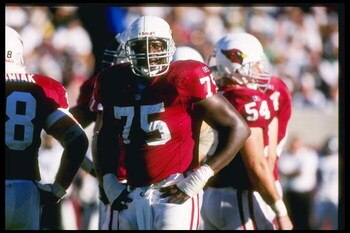 24 Nov 1996:  Offensive lineman Lomas Brown of the Arizona Cardinals  looks on during a game against the Philadelphia Eagles at Sun Devil Stadium in Tempe, Arizona.  The Cardinals won the game, 36-30. Mandatory Credit: Stephen Dunn  /Allsport