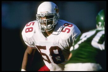 27 Oct 1996:  Linebacker Eric Hill of the Arizona Cardinals looks on during a game against the New York Jets at Sun Devil Stadium in Tempe, Arizona.  The Jets won the game, 31-21. Mandatory Credit: Stephen Dunn  /Allsport