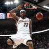 CLEVELAND - MAY 05:  LeBron James #23 of the Cleveland Cavaliers gets to the basket for a first quarter dunk while playing the Atlanta Hawks in Game One of the Eastern Conference Semifinals during the 2009 NBA Playoffs at Quicken Loans Arena on May 5, 200