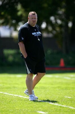 ALAMEDA, CA - MAY 08:  Oakland Raiders coach Tom Cable watches his team during the Raiders minicamp at the team's permanent training facility on May 8, 2009 in Alameda, California.  (Photo by Ezra Shaw/Getty Images)