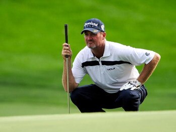 AKRON, OH - AUGUST 07:  Jerry Kelly looks over a shot on the ninth hole during the second round of the WGC-Bridgestone Invitational on the South Course at Firestone Country Club on August 7, 2009 in Akron, Ohio.  (Photo by Sam Greenwood/Getty Images)
