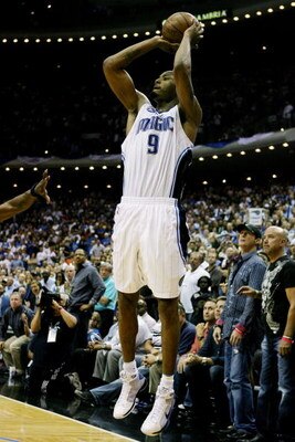 ORLANDO, FL - MAY 26:  Rashard Lewis #9 of the Orlando Magic shoots with four seconds left in the fourth quarter to take the lead 100-98 over the Cleveland Cavaliers in Game Four of the Eastern Conference Finals during the 2009 NBA Playoffs at the Amway A