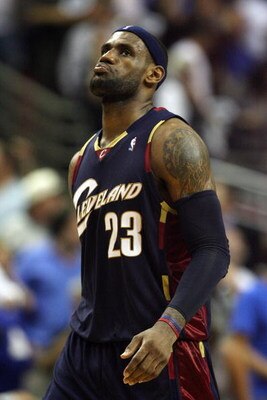 ORLANDO, FL - MAY 26:  LeBron James #23 of the Cleveland Cavaliers reacts while playing against the Orlando Magic in Game Four of the Eastern Conference Finals during the 2009 NBA Playoffs at the Amway Arena on May 26, 2009 in Orlando, Florida. NOTE TO US