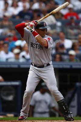 NEW YORK - AUGUST 08:  Victor Martinez #41 of the Boston Red Sox at bat against the New York Yankees of the Boston Red Sox during their game on August 8, 2009 at Yankee Stadium in the Bronx borough of New York City.  (Photo by Chris McGrath/Getty Images)