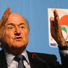SANDTON, SOUTH AFRICA - JUNE 12: Joseph S Blatter FIFA President faces the media during a Press Conference on June 12, 2009 in Sandton, South Africa.  (Photo by Laurence Griffiths/Getty Images)