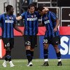 FOXBORO, MA - JULY 26:  Diego Milito #22 of Inter Milan is congratulated by teammates Alessandro Amantino #30 and Sulley Muntari #11 after he scored a goal in the second half against AC Milan on July 26, 2009 during the World Football Challange at Gillett
