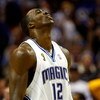 ORLANDO, FL - JUNE 11:  Dwight Howard #12 of the Orlando Magic reacts in Game Four of the 2009 NBA Finals against the Los Angeles Lakers on June 11, 2009 at Amway Arena in Orlando, Florida.  NOTE TO USER:  User expressly acknowledges and agrees that, by d