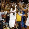 CLEVELAND - MAY 28:  LeBron James #23 of the Cleveland Cavaliers high fives with teammate Anderson Varejao #17 after a play against the Orlando Magic in Game Five of the Eastern Conference Finals during the 2009 Playoffs at Quicken Loans Arena on May 28, 
