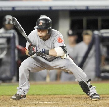 NEW YORK - AUGUST 06: Dustin Pedroia # 15 of the Boston Red Sox ducks under a high pitch thrown by Mark Melancon #39 of the New York Yankees in the 8th inning of the AL baseball game at Yankee Stadium on August 6, 2009 in New York, New York. Pedroia was t