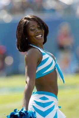 CHARLOTTE, NC - OCTOBER 05:  A cheerleader of the Carolina Panthers performs on the field during the game against the Kansas City Chiefs at Bank of America on October 5, 2008 in Charlotte, North Carolina.  (Photo by Kevin C. Cox/Getty Images)