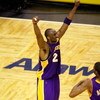 ORLANDO, FL - JUNE 14:  Kobe Bryant #24 of the Los Angeles Lakers celebrates as the Lakers' defeat the Orlando Magic in Game Five of the 2009 NBA Finals on June 14, 2009 at Amway Arena in Orlando, Florida.  The Lakers won 99-86.  NOTE TO USER:  User expre
