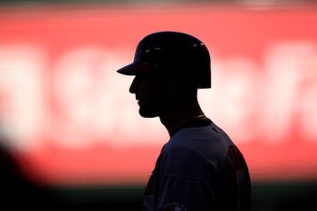 ANAHEIM, CA - JULY 04:  Nick Markakis  #21 of the Baltimore Orioles waits to bat against the Los Angeles Angels of Anaheim on July 4, 2009 at Angel Stadium in Anaheim, California.  (Photo by Stephen Dunn/Getty Images)
