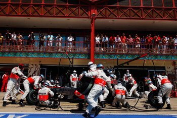 VALENCIA, SPAIN - AUGUST 23:  Lewis Hamilton of Great Britain and McLaren Mercedes drives in for a pitstop during the European Formula One Grand Prix at the Valencia Street Circuit on August 23, 2009, in Valencia, Spain.  (Photo by Mark Thompson/Getty Ima