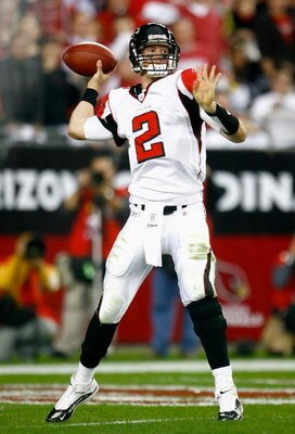 GLENDALE, AZ - JANUARY 03:  Quarterback Matt Ryan #2 of the Atlanta Falcons drops back to pass against the Arizona Cardinals during the NFC Wild Card Game on January 3, 2009 at University of Phoenix Stadium in Glendale, Arizona.  (Photo by Jeff Gross/Gett