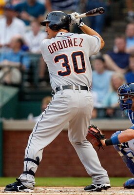 ARLINGTON, TX - JULY 27:  Right fielder Magglio Ordonez #30 of the Detroit Tigers on July 27, 2009 at Rangers Ballpark in Arlington, Texas.  (Photo by Ronald Martinez/Getty Images)