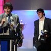 LAS VEGAS - JUNE 18:  Alexander Ovechkin (L) of the Washington Capitals accepts the Maurice Richard Trophy as Evgeni Malkin of the Pittsburgh Penguins holds the Art Ross Trophy during the 2009 NHL Awards at The Pearl concert theater at the Palms Casino Re