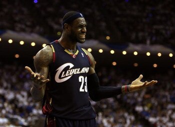 ORLANDO, FL - MAY 30:  LeBron James #23 of the Cleveland Cavaliers reacts after a play against the Orlando Magic in Game Six of the Eastern Conference Finals during the 2009 Playoffs at Amway Arena on May 30, 2009 in Orlando, Florida. NOTE TO USER: User e