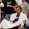 DENVER - MAY 13:  Dirk Nowitzki #41 of the Dallas Mavericks sits on the bench late in the game against  the Denver Nuggets in Game Five of the Western Conference Semifinals during the 2009 NBA Playoffs at Pepsi Center on May 13, 2009 in Denver, Colorado. 