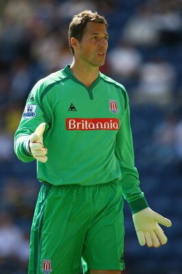 PRESTON, UNITED KINGDOM - JULY 25:  Thomas Sorensen of Stoke City during a Pre Season Friendly match between Preston North End and Stoke City at Deepdale on July 25, 2009 in Preston, England.  (Photo by Alex Livesey/Getty Images)