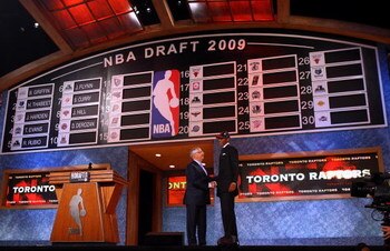 NEW YORK - JUNE 25:  NBA Commissioner David Stern poses for a photograph with the ninth overall draft pick by the Toronto Raptors,  DeMar DeRozan during the 2009 NBA Draft at the Wamu Theatre at Madison Square Garden June 25, 2009 in New York City. NOTE T