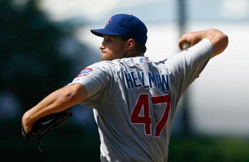 LOS ANGELES, CA - AUGUST 22:  Aaron Heilman #47 of the Chicago Cubs pitches against the Los Angeles Dodgers at Dodger Stadium on August 22, 2009 in Los Angeles, California.  (Photo by Jeff Gross/Getty Images)