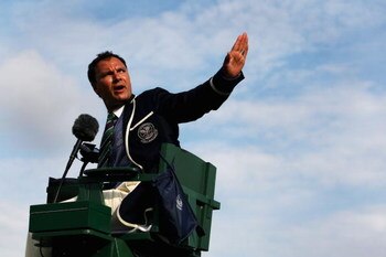 WIMBLEDON, ENGLAND - JUNE 26:  Chair umpire Mohamed Lahyani signals on Day Five of the Wimbledon Lawn Tennis Championships at the All England Lawn Tennis and Croquet Club on June 26, 2009 in London, England.  (Photo by Hamish Blair/Getty Images)