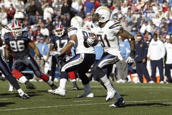 ORCHARD PARK - OCTOBER 19:  Antonio Cromartie #31 of the San Diego Chargers carries the ball during the game against the Buffalo Bills on October 19, 2008 at Ralph Wilson Stadium in Orchard Park, New York.  (Photo by: Rick Stewart/Getty Images)