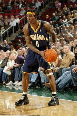 SEATTLE - DECEMBER 1:  Marquis Daniels #6 of the Indiana Pacers controls the ball against the Seattle Sonics on December 1, 2006 at Key Arena in Seattle, Washington. The Sonics won 105-103. NOTE TO USER: User expressly acknowledges and agrees that, by dow