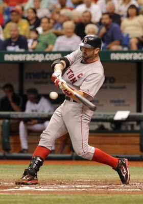ST PETERSBURG, FL - APRIL 27:  Catcher Jason Varitek #33 of the Boston Red Sox bats against the Tampa Bay Rays April 27, 2008 at Tropicana Field in St. Petersburg, Florida.  (Photo by Al Messerschmidt/Getty Images) 