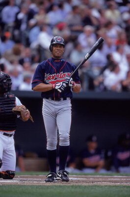 3 Apr 2000:  Roberto Alomar #12 of the Cleveland Indians at bat during the game against the Baltimore Orioles at the Camden Yards in Baltimore, Maryland. The Indians defeated the Orioles 4-1. Mandatory Credit: Doug Pensinger  /Allsport