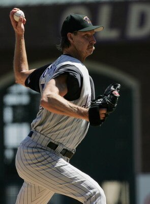 SAN FRANCISCO - SEPTEMBER 5:  Pitcher Randy Johnson #51 the Arizona Diamondbacks delivers against the San Francisco Giants during the game at SBC Park on September 5, 2004 in San Francisco, California. The Giants won 4-1.  (Photo by Stephen Dunn/Getty Ima