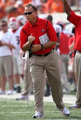 STILLWATER, OK - SEPTEMBER 05:  Head coach Mark Richt of the Georgia Bulldogs watches his team during the game against the Oklahoma State Cowboys at Boone Pickens Stadium on September 5, 2009 in Stillwater, Oklahoma. The Cowboys defeated the Bulldogs 24-1