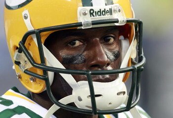 NASHVILLE, TN - SEPTEMBER 3: Donald Driver #80 of the Green Bay Packers looks on against the Tennessee Titans during a preseason NFL game at LP Field on September 3, 2009 in Nashville, Tennessee. The Titans beat the Packers 27-13. (Photo by Joe Murphy/Get