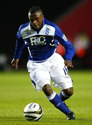 SOUTHAMPTON, UNITED KINGDOM - AUGUST 25: Christian Benitez of Birmingham City in action during the Carling Cup second round match between Southampton and Birmingham City at The St Mary's Stadium on August 25, 2009 in Southampton, England. (Photo by Tom Du