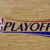 SAN ANTONIO - APRIL 22:  A detail shot of the Playoffs logo in Game Two of the Western Conference Quarterfinals between the San Antonio Spurs and the Phoenix Suns during the 2008 NBA Playoffs at the AT&T Center on April 22, 2008 in San Antonio, Texas.  Th