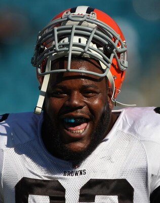 JACKSONVILLE, FL - OCTOBER 26:  Shaun Rogers #92 of the Cleveland Browns prior to a game against the Jacksonville Jaguars at Jacksonville Muncipal Stadium on October 26, 2008 in Jacksonville, Florida.  (Photo by Sam Greenwood/Getty Images)