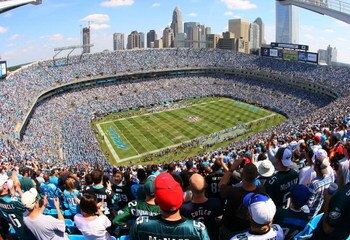 CHARLOTTE, NC - SEPTEMBER 13:  A view of the kickoff of the the NFL season opener between the Philadelphia Eagles and the Carolina Panthers at Bank of America Stadium on September 13, 2009 in Charlotte, North Carolina.  (Photo by Robert Meggers/Getty Imag