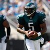 CHARLOTTE, NC - SEPTEMBER 13:  Quarterback Donovan McNabb #5 of the Philadelphia Eagles runs with the ball in the second half of their NFL season opener against the Carolina Panthers at Bank of America Stadium on September 13, 2009 in Charlotte, North Car