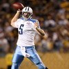 PITTSBURGH, UNITED STATES - SEPTEMBER 11:  Kerry Collins #5 of the Tennessee Titans passes the ball against the Pittsburgh Steelers on September 11, 2009 at Heinz Field in Pittsburgh, Pennsylvania. The Steelers defeated the Titans 13-10 in overtime.  (Pho