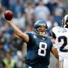 SEATTLE , WA - SEPTEMBER 13:  Quarterback Matt Hasselbeck #8 of the Seattle Seahawks thrpws the ball against the St. Louis Rams at Qwest Field on September 13, 2009 in Seattle, Washington.  (Photo by Jonathan Ferrey/Getty Images)