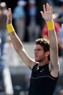 NEW YORK - SEPTEMBER 13:  Juan Martin Del Potro of Argentina celebrates after defeating Rafael Nadal of Spain in the Men�s Singles Semifinal match on day fourteen of the 2009 U.S. Open at the USTA Billie Jean King National Tennis Center on September 13, 2