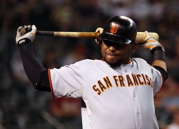 PHOENIX - JUNE 11:  Pablo Sandoval #48 of the San Francisco Giants waits on deck during the major league baseball game against the Arizona Diamondbacks at Chase Field on June 11, 2009 in Phoenix, Arizona. The Diamondbacks defeated the Giants 2-1.  (Photo 