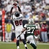 HOUSTON - SEPTEMBER 13:  Wide receiver Andre Johnson #80 of the Houston Texans makes a reception in front of cornerback Donald Strickland #27 of the new York Jets at Reliant Stadium on September 13, 2009 in Houston, Texas.  (Photo by Bob Levey/Getty Image