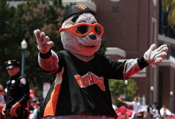 SAN FRANCISCO - JULY 10:  San Francisco Giants mascot, 'Lou Seal' arrives to the 78th Major League Baseball All-Star Game at AT&T Park on July 10, 2007 in San Francisco, California.  (Photo by Justin Sullivan/Getty Images)