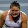 NEW YORK - SEPTEMBER 05:  Dinara Safina of Russia reacts after a play to Petra Kvitova of the Czech Republic during day six of the 2009 U.S. Open at the USTA Billie Jean King National Tennis Center on September 5, 2009 in the Flushing neighborhood of the 